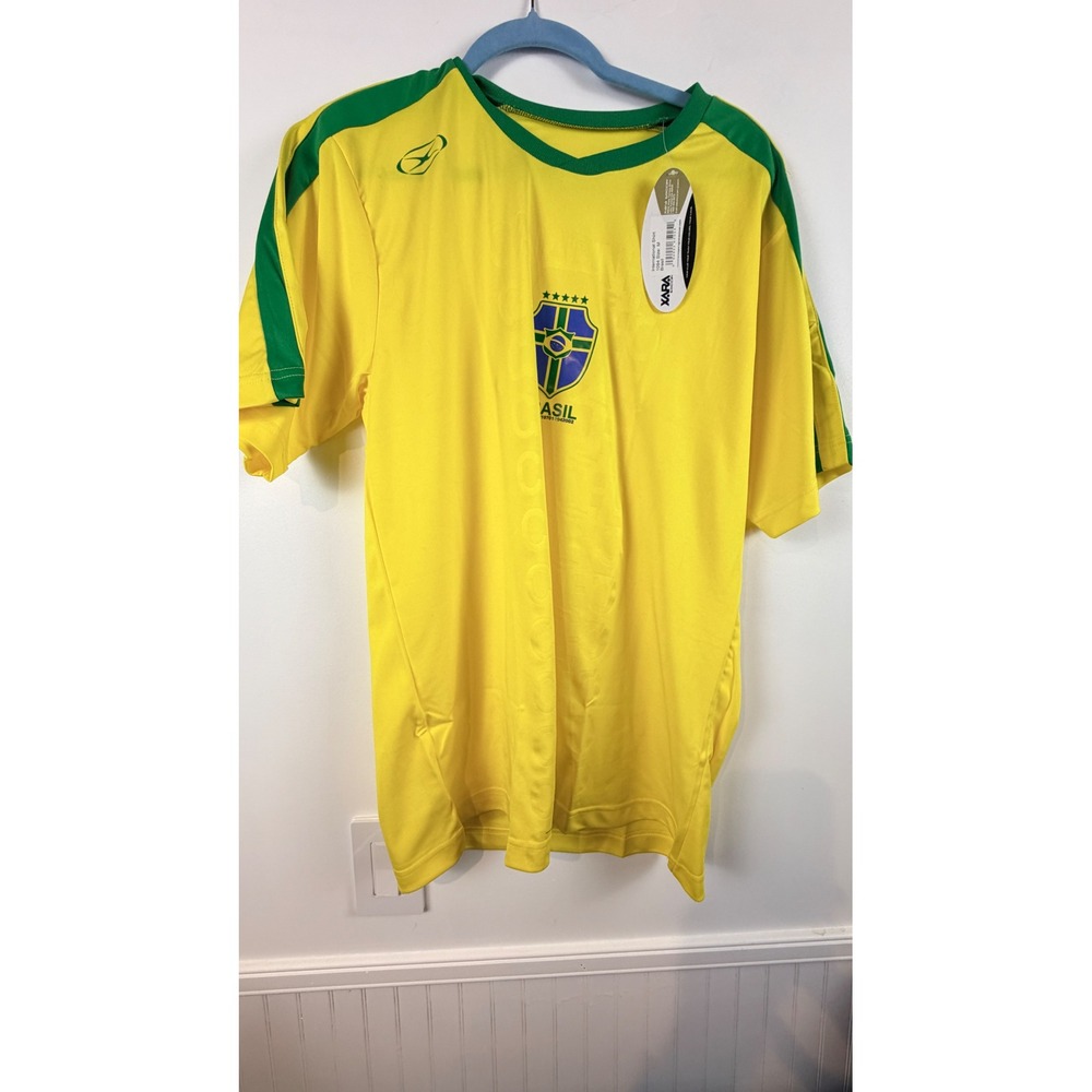 Xara Brasil Canarinho Soccer Jersey Yellow Green International Shirt Mens M NEW